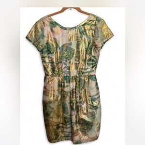 H&M Gold and Green Floral Dress